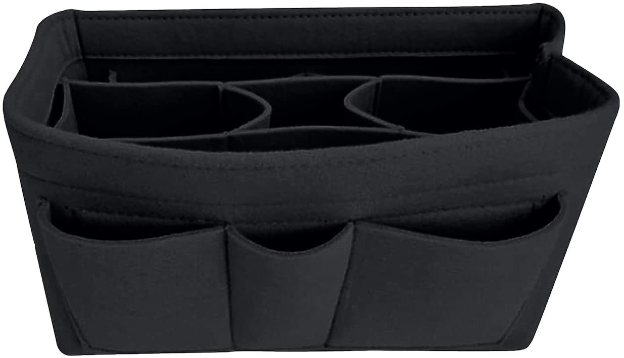 Handbag Organizer - 2in1 Purse Organizer Insert with Inner Zipped Pocket - Tote Shaper fits Speedy Neverfull - Grey Medium