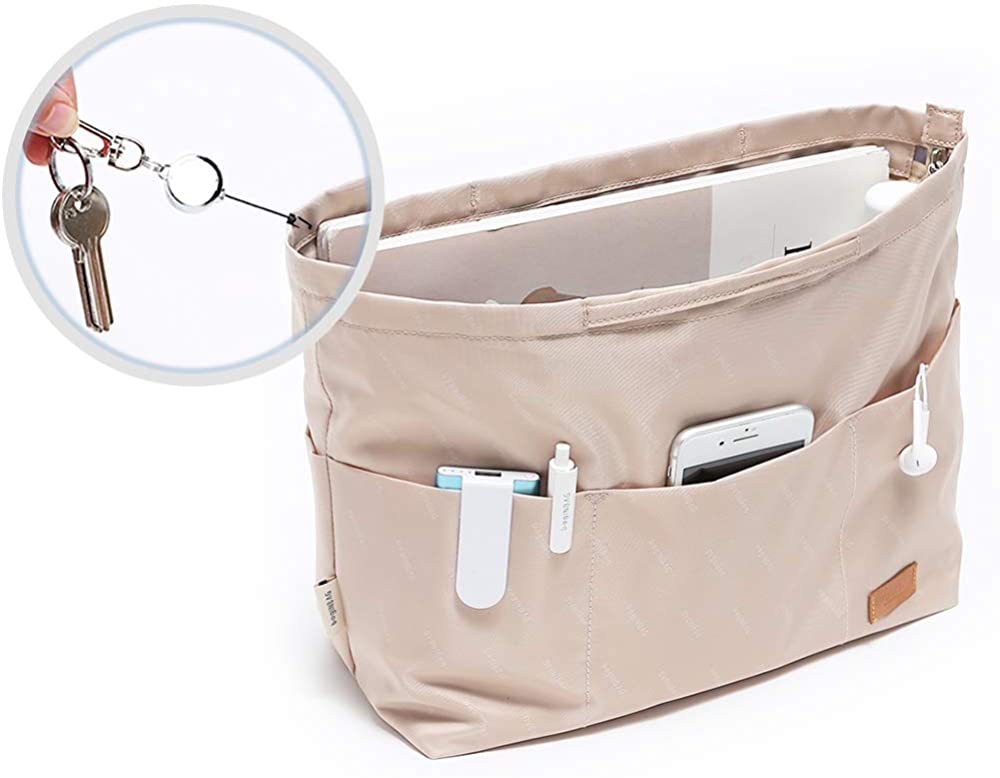iN. Purse Organizer Insert with zipper Nylon fabric for women Handbags & Totebag