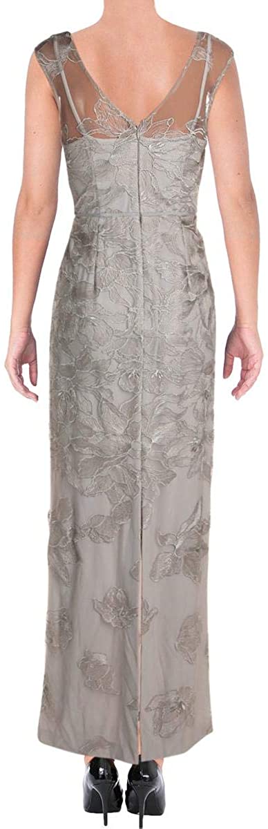 LAUREN RALPH LAUREN Womens Kirlene Illusion Floral Evening Dress