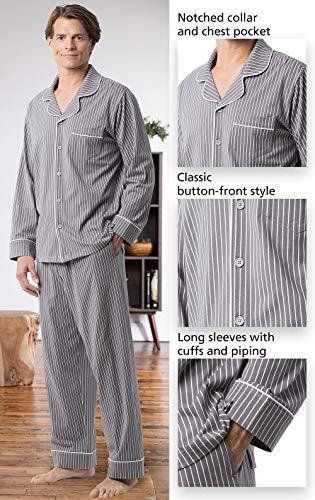 PajamaGram Classic Mens Pajamas Cotton - Men Pajamas Set
