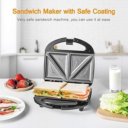 OSTBA Sandwich Maker, Toaster and Electric Panini Press with Non-stick plates, LED Indicator Lights, Cool Touch Handle, Black - JOY2ESpree