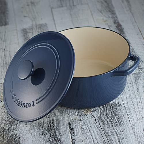 Cuisinart 5 Qt Round Cast Iron Casserole, Covered, Enameled Provencial Blue - JOY2ESpree