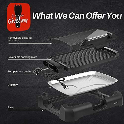 Secura Smokeless Indoor Grill 1800-Watt Electric Griddle with Reversible 2 in 1 Cast Iron Plate, Glass Lid, Extra Large Drip Tray (Dishwasher Safe) - JOY2ESpree