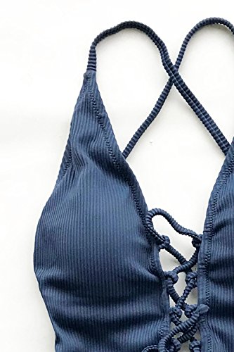 CUPSHE Women's Solid Color V Neck Lace Up One Piece Swimsuit