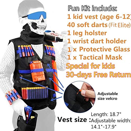 TAVEKI Tactical Vest Kit Compatible for Nerf Guns for Boys N-Elite Series with Foam Darts for Kids