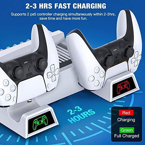BEBONCOOL PS5 Stand with Cooling Fan, PS5 Cooling Station with Dual Controller Charger Station for Playstation 5 Console - JOY2ESpree