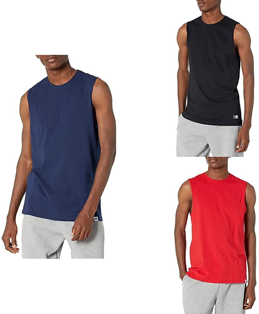 Russell Athletic Men's Cotton Performance Sleeveless Muscle T-Shirt