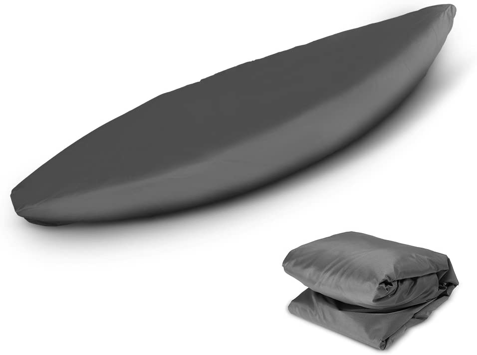 Blusea Waterproof Kayak Cover, 6.8-19.6ft UV Resistant Kayak Canoe Cover - Professional Boat Storage Cover Shield, Blue/Grey [8 Size]