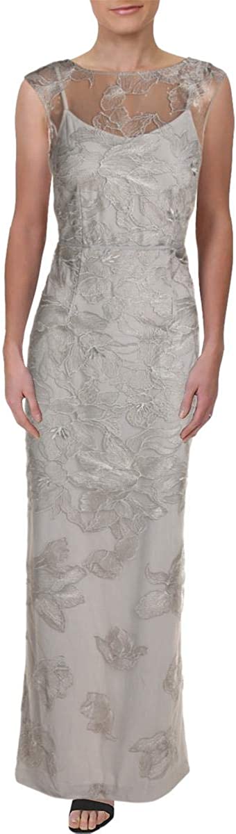 LAUREN RALPH LAUREN Womens Kirlene Illusion Floral Evening Dress