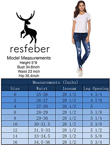 Resfeber Women's Ripped Boyfriend Jeans Cute Distressed Jeans Stretch Skinny Jeans with Hole