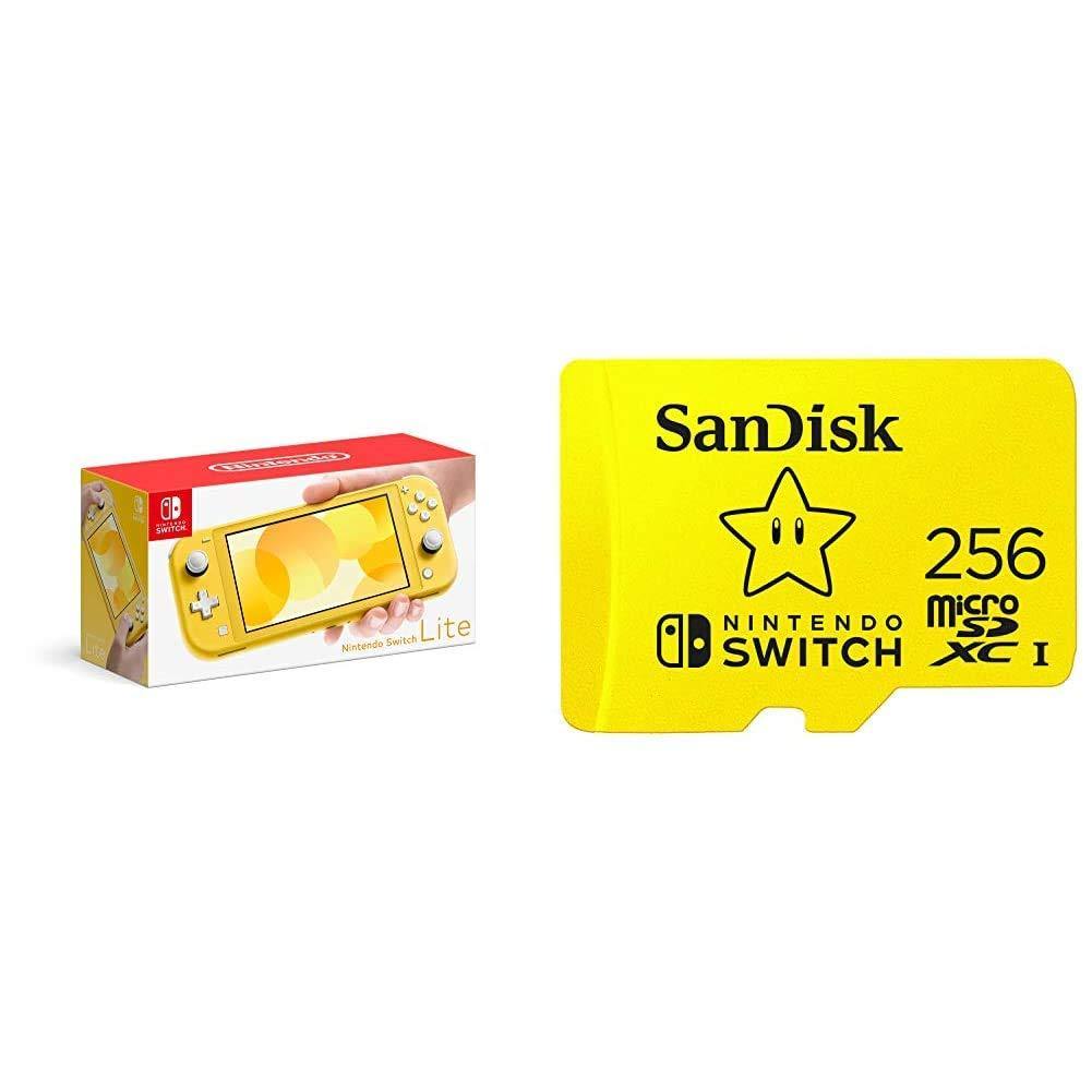 Nintendo Switch Lite - Yellow with SanDisk 256GB MicroSDXC UHS-I Card - JOY2ESpree