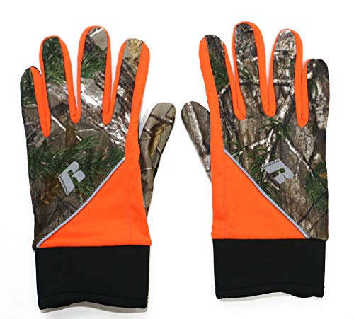 Russell Outdoors Lightweight Work Gloves with Touch Screen Technology, Woodland Camo & Orange (L-XL)