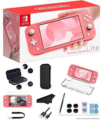 Newest Nintendo Switch Lite - Coral Game Console, 5.5” LCD Touch 1280x720 Screen, Built-in +Control Pad, WiFi, Bluetooth with GalliumPi 10-in-1 Bundle - JOY2ESpree