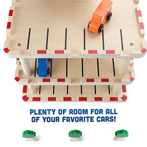 Imagination Generation Downtown Deluxe Wooden Parking Garage Ramp & Service Station Playset with Elevator