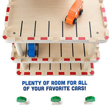 
                        
                          Load image into Gallery viewer, Imagination Generation Downtown Deluxe Wooden Parking Garage Ramp &amp; Service Station Playset with Elevator
                        
                      