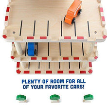 
                        
                          Load image into Gallery viewer, Imagination Generation Downtown Deluxe Wooden Parking Garage Ramp &amp; Service Station Playset with Elevator
                        
                      