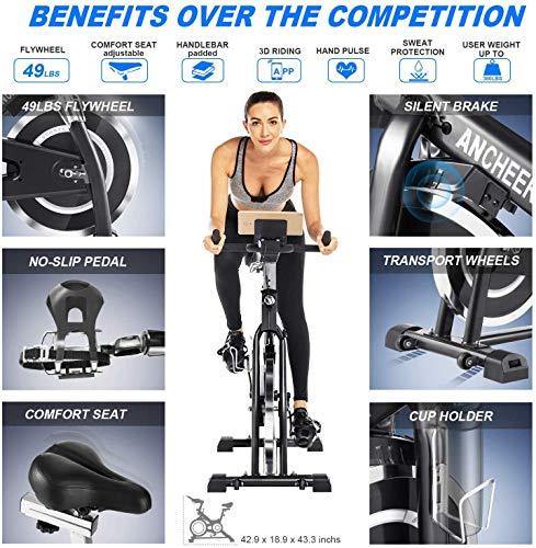 ANCHEER Indoor Cycling Bike, Stationary Exercise Bike with Heart Rate Monitor - JOY2ESpree