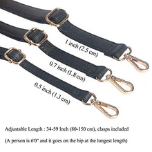 
                        
                          Load image into Gallery viewer, Beaulegan Purse Strap Replacement - Full Grain Microfiber Leather - 59 Inch Long Adjustable for Crossbody Shoulder Bag - 1 Inch Wide, Black/Gold
                        
                      