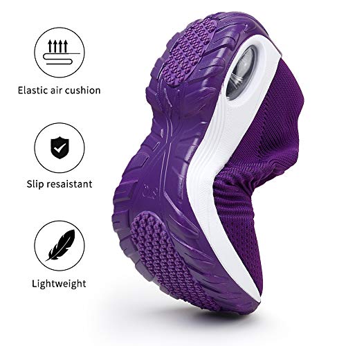 STQ Slip On Breathe Mesh Walking Shoes Women Fashion Sneakers Comfort Wedge Platform Loafers