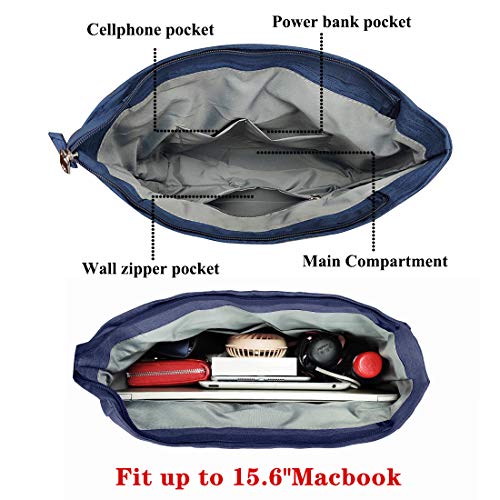 Canvas Tote Bag Waterproof Nylon Multi Pocket Shoulder Bags Laptop Work Bag Teacher Purse and Handbags for Women & Men