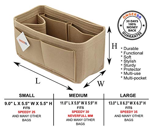 Felt Handbag Organizer Insert - Multi Pocket Bag and Tote Organizer Shaper Liner Insert
