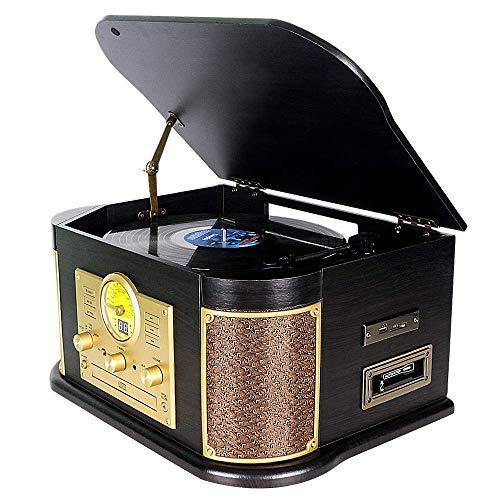 Cassette Record Player,Phonographs DLITIME 3-Speed Vinyl Turntable Built-in Bluetooth 2x9W Speakers - JOY2ESpree