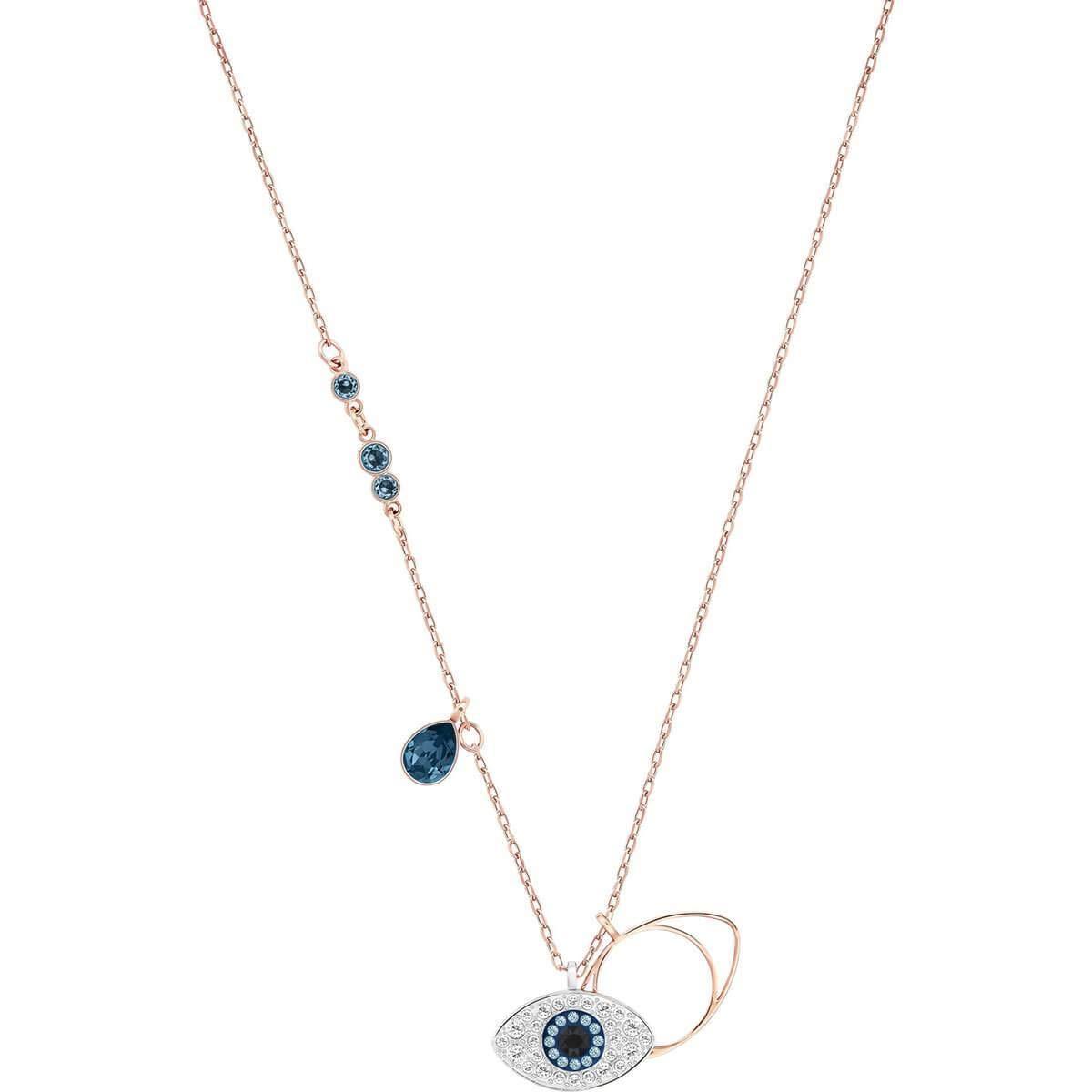 SWAROVSKI Crystal Duo Evil Eye Rose Gold-Plated Necklace - JOY2ESpree