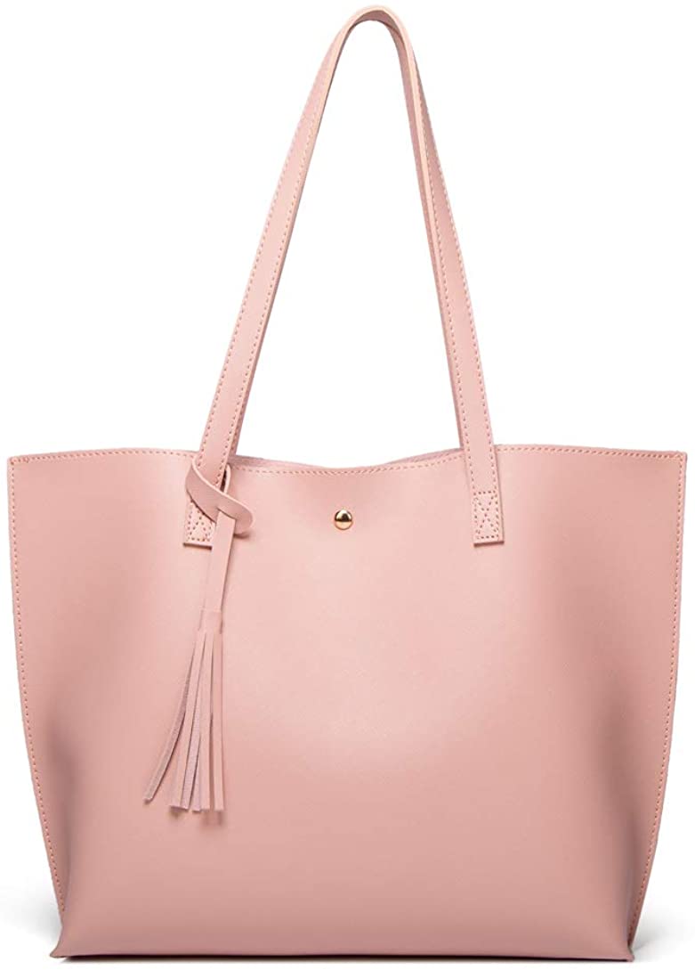 Women's Soft Faux Leather Tote Shoulder Bag from Dreubea, Big Capacity Tassel Handbag