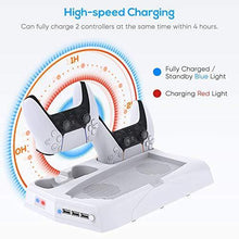 
                        
                          Load image into Gallery viewer, Vertical Charging Stand for PS5 Controllers with Cooling Fan - JOY2ESpree
                        
                      