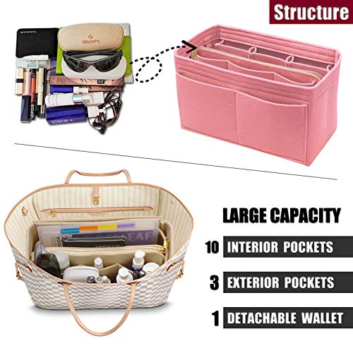 Purse Organizer Insert with Zipper Felt Bag Organizer Handbag Organizer Insert Bag In Bag Organizer