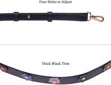 
                        
                          गैलरी व्यूवर में इमेज लोड करें, Beaulegan Wide Studded Flower Leather Purse Strap Replacement - Adjustable for Shoulder Crossbody Bag (Black/Gold Clasp)
                        
                      