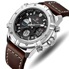 
                        
                          Load image into Gallery viewer, Mens Sport Watch Digital Analog Quartz Waterproof Multifunctional Military Leather Wrist Watches
                        
                      