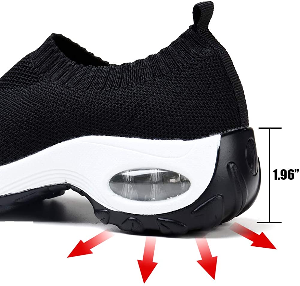 STQ Slip On Breathe Mesh Walking Shoes Women Fashion Sneakers Comfort Wedge Platform Loafers
