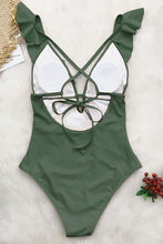 
                        
                          Cargar imagen en el visor de la galería, CUPSHE Women's One Piece Swimsuit Ruffle Deep V Neck Strappy Swimwear Bathing Suits
                        
                      
