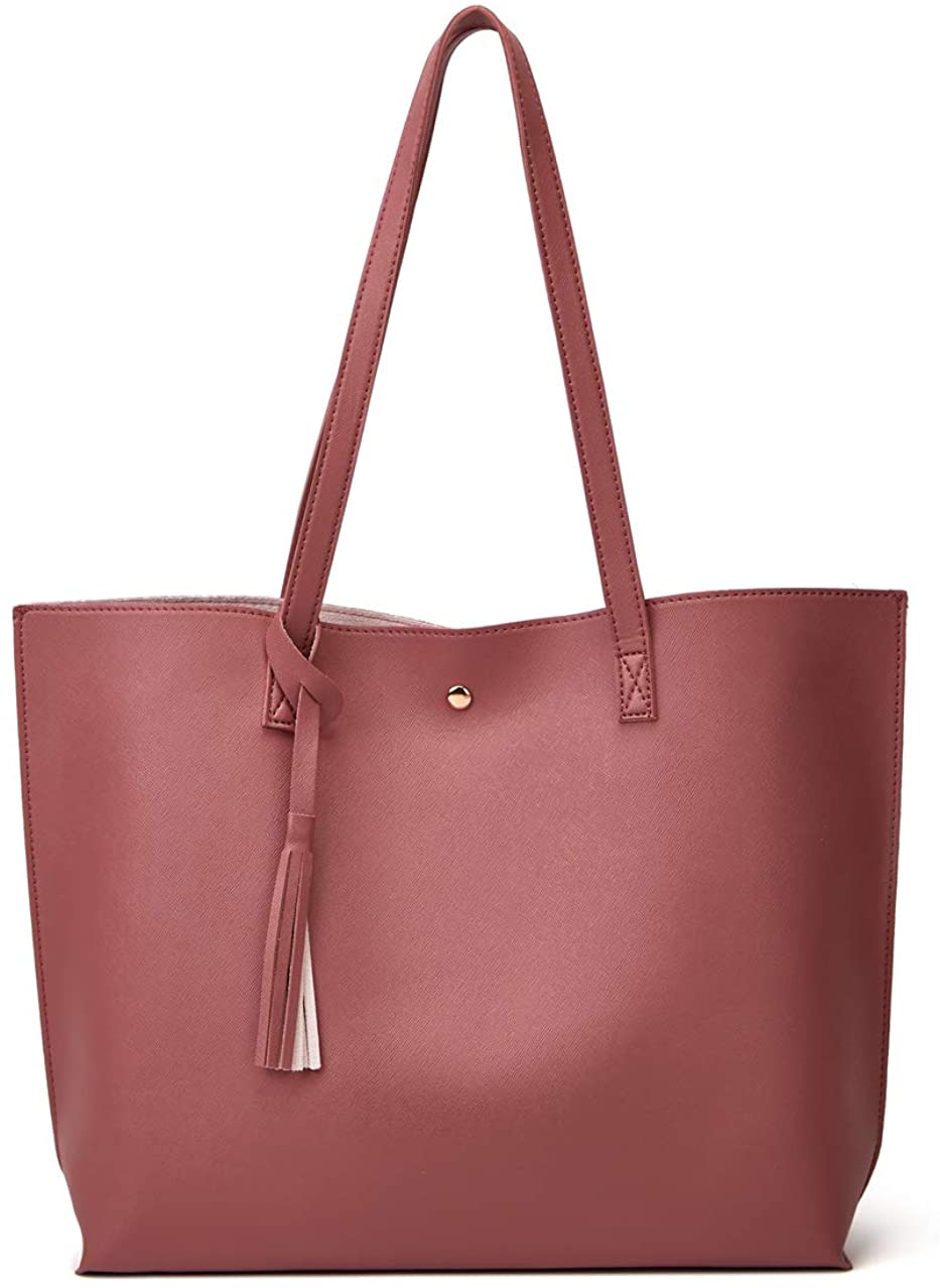 Women's Soft Faux Leather Tote Shoulder Bag from Dreubea, Big Capacity Tassel Handbag