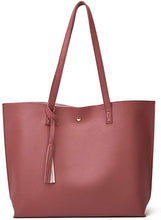 
                        
                          將圖片載入圖庫檢視器 Women's Soft Faux Leather Tote Shoulder Bag from Dreubea, Big Capacity Tassel Handbag
                        
                      