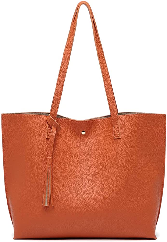 Women's Soft Faux Leather Tote Shoulder Bag from Dreubea, Big Capacity Tassel Handbag
