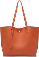 
                        
                          將圖片載入圖庫檢視器 Women's Soft Faux Leather Tote Shoulder Bag from Dreubea, Big Capacity Tassel Handbag
                        
                      