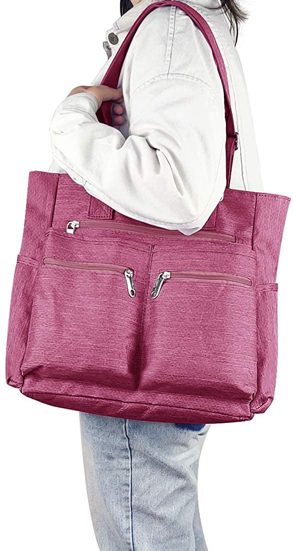 Canvas Tote Bag Waterproof Nylon Multi Pocket Shoulder Bags Laptop Work Bag Teacher Purse and Handbags for Women & Men