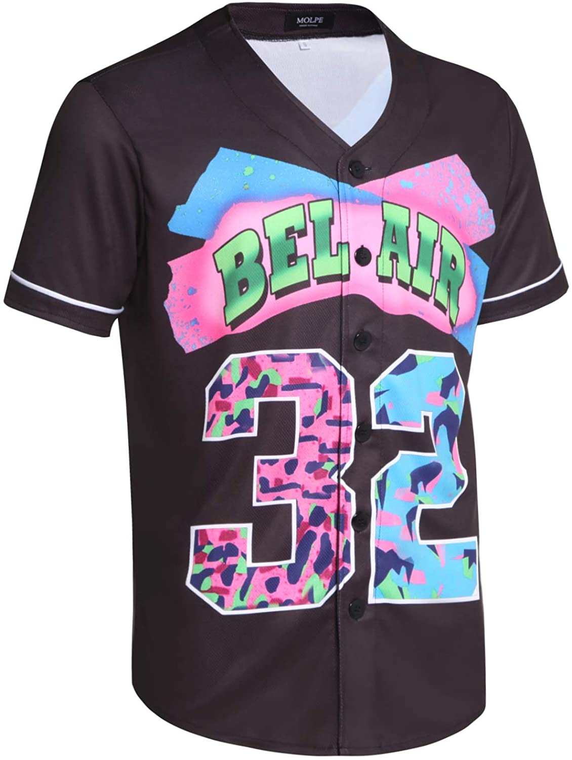 MOLPE 90s Hip Hop Clothing for Men and Women, Unisex Bel Air 23 Baseball Jersey, Mens Printed Urban Shirts for Party