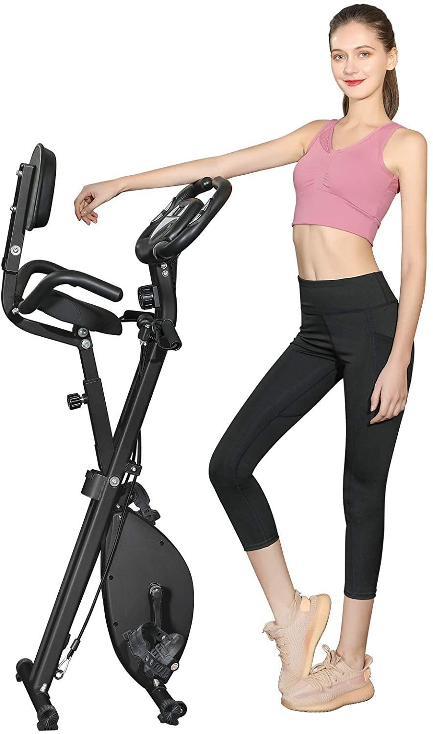 Exercise Bike Stationary Bike Foldable Magnetic Upright Recumbent Portable Fitness Cycle - JOY2ESpree