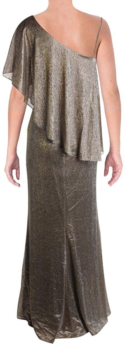 LAUREN RALPH LAUREN Radlee Women's Metallic One Shoulder Popover Gown - JOY2ESpree