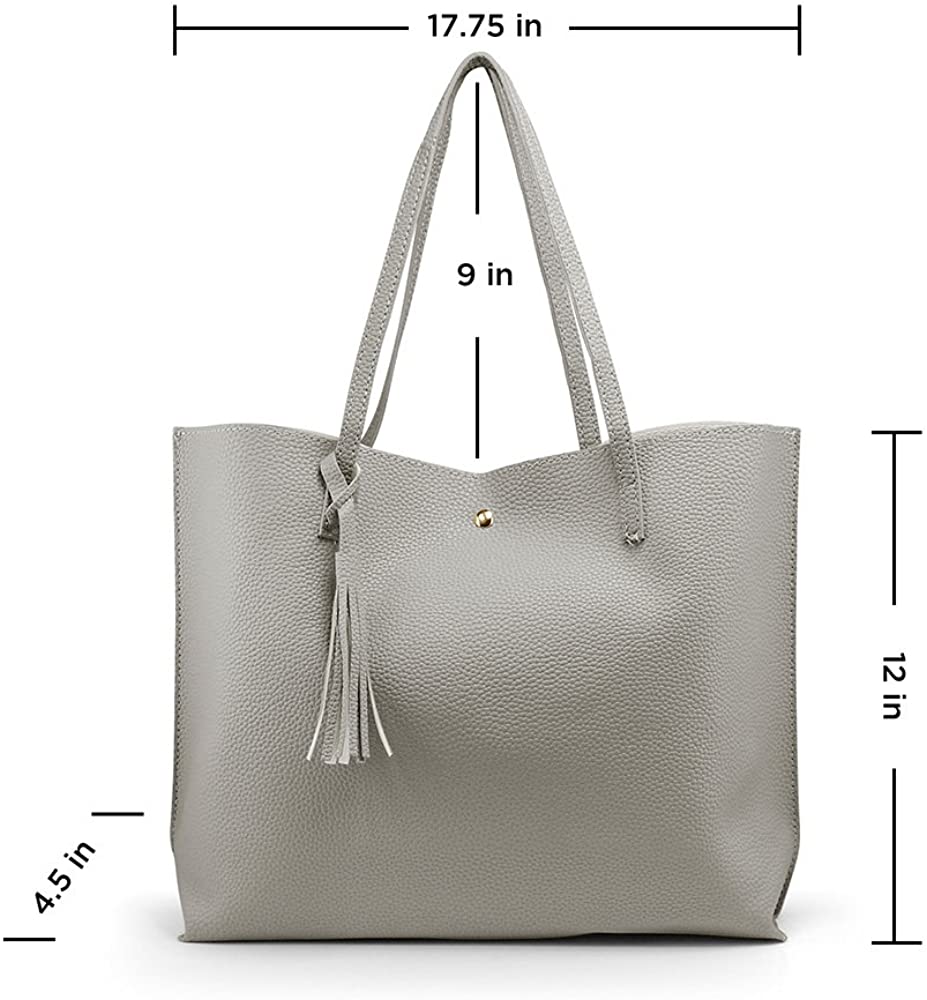Oct17 Women Large Tote Bag - Tassels Faux Leather Shoulder Handbags, Fashion Ladies Purses Satchel Messenger Bags
