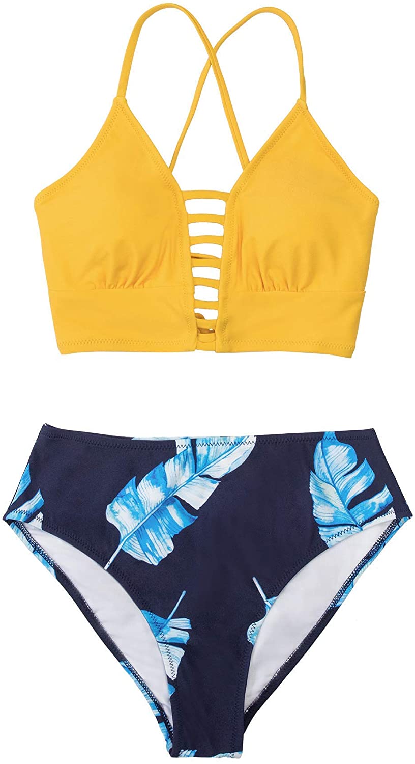 CUPSHE Women’s Bikini Swimsuit Floral Print Lace Up Strappy Two Piece Bathing Suit