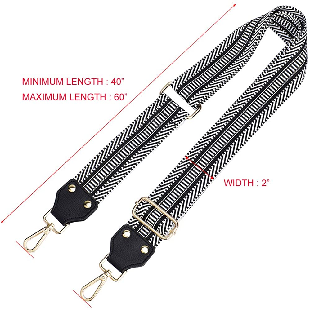 Bag/Purse Strap Replacement Crossbody Shoulder For Women Adjustable Jacquard Woven Cotton Guitar Strap Banjo Strap Style
