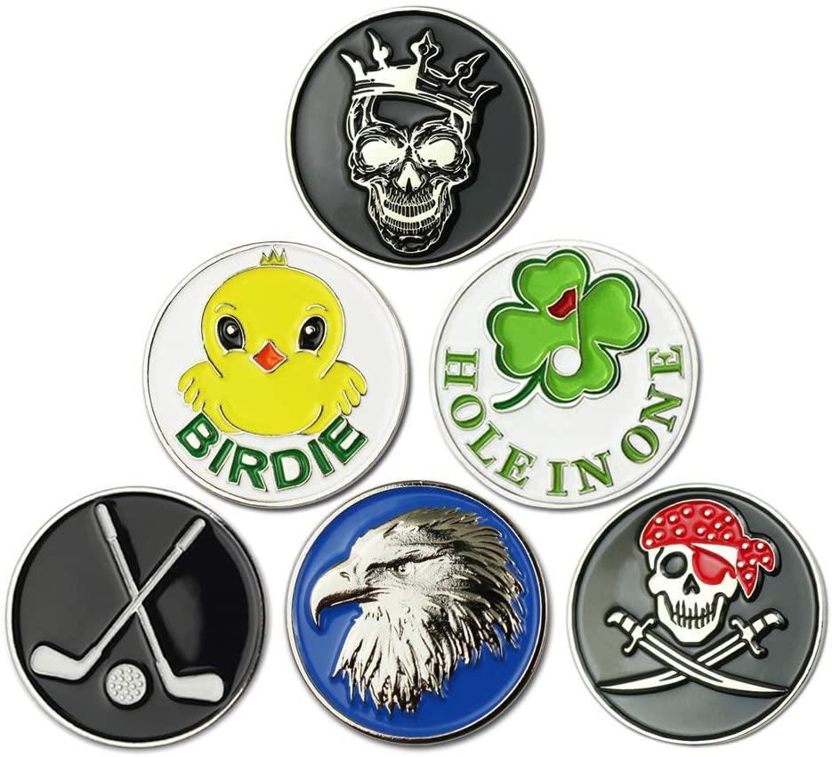 GOLTERS Golf Ball Markers Golf Markers Golf Gifts Clips Pack of 6 - JOY2ESpree