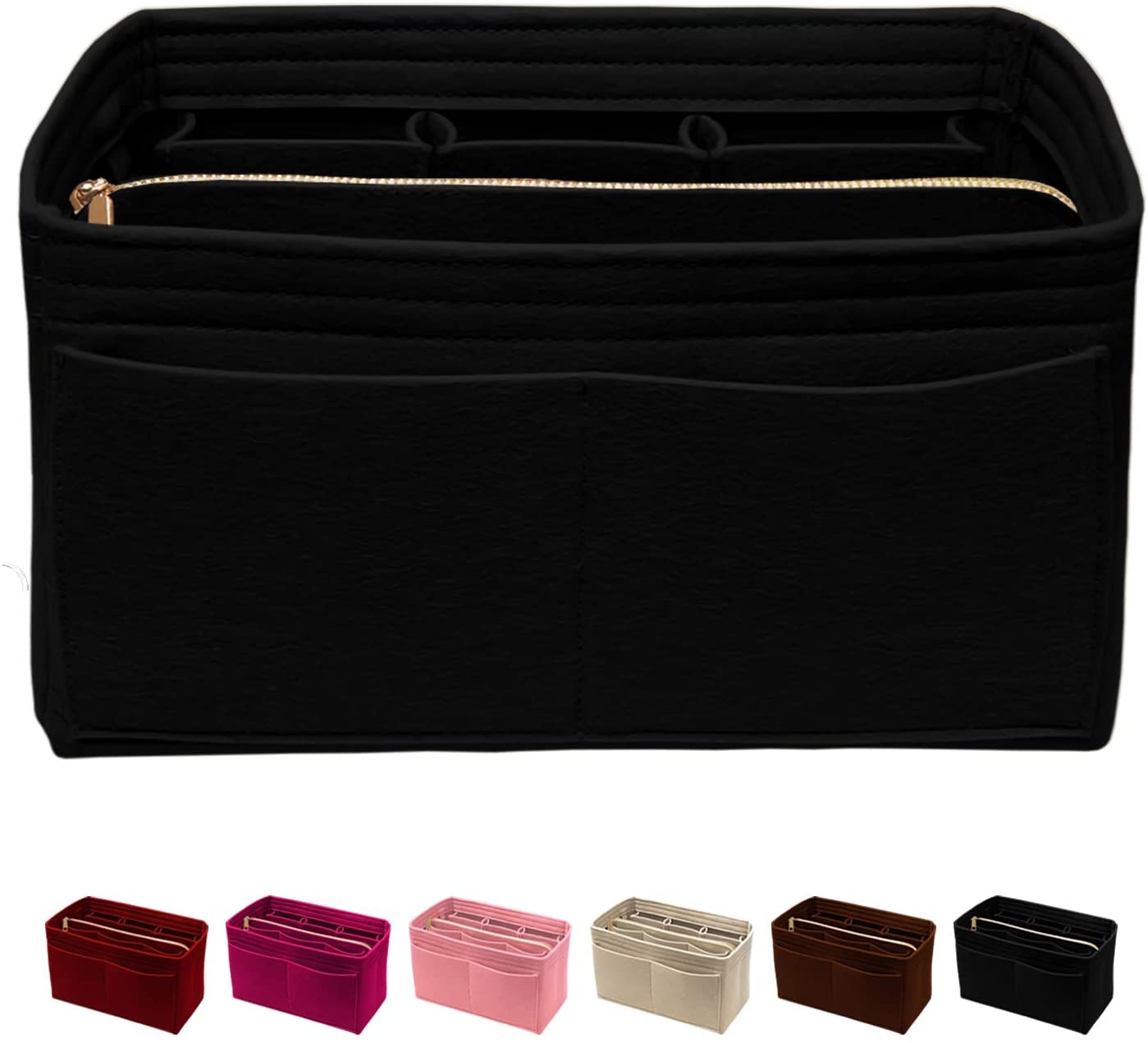 Purse Organizer Insert with Zipper Felt Bag Organizer Handbag Organizer Insert Bag In Bag Organizer