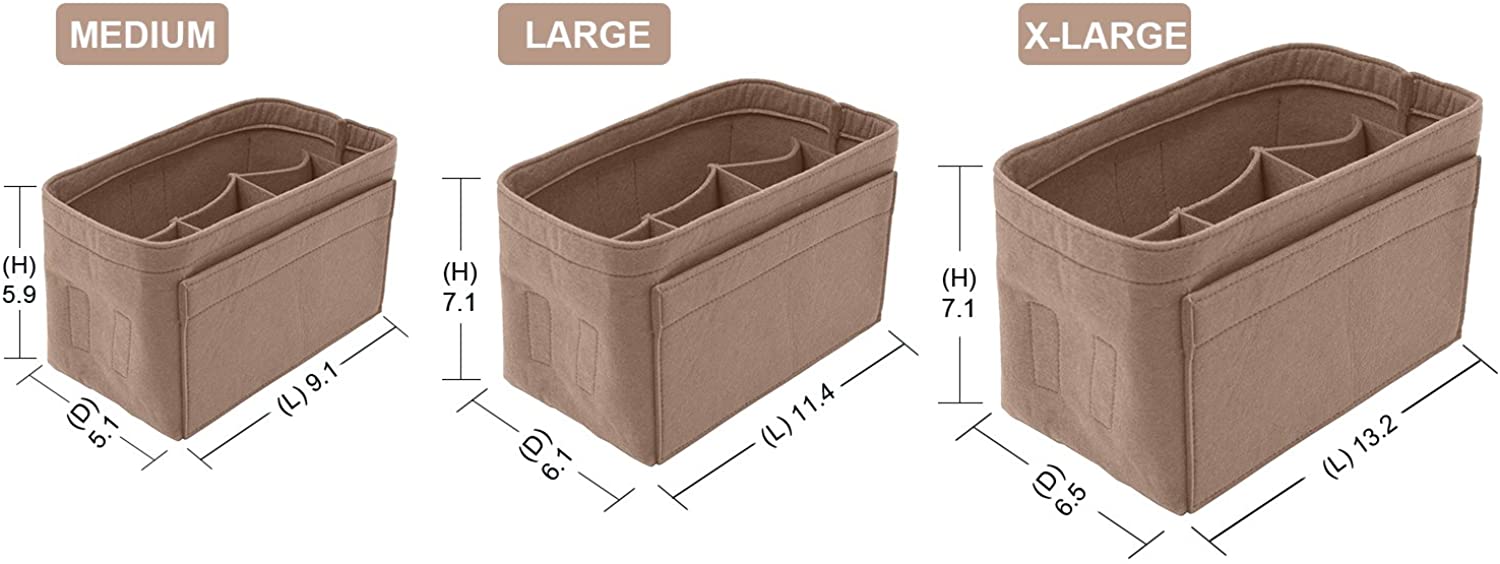 Purse Bag Organizer Insert with Lots of Different Size Spaces Divider Shaper for Speedy Shoulder Hobo Bag Keep Stuff Organized