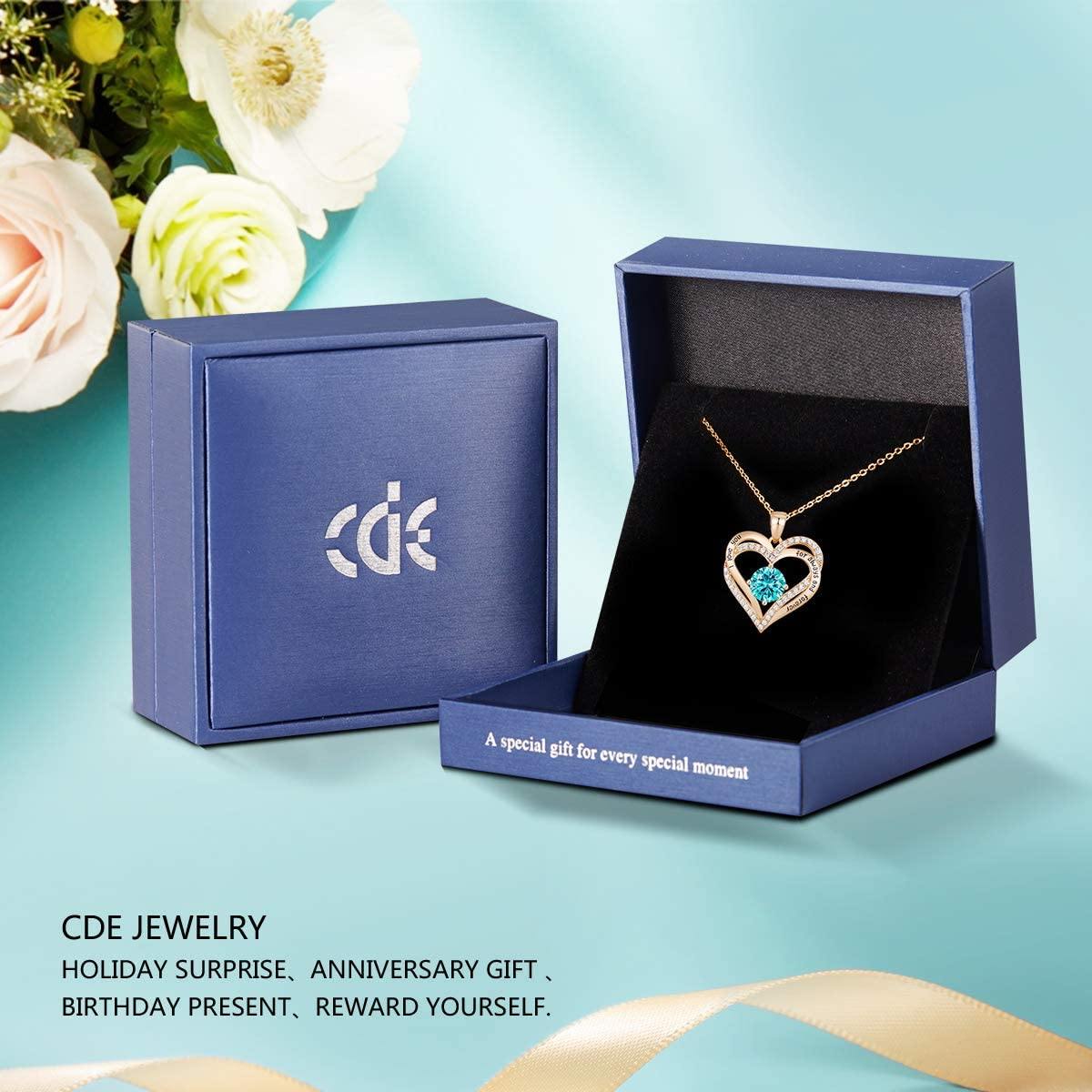 CDE Forever Love Heart Women Necklace 925 Sterling Silver Rose Gold Plated Birthstone Pendant Necklaces for Women - JOY2ESpree