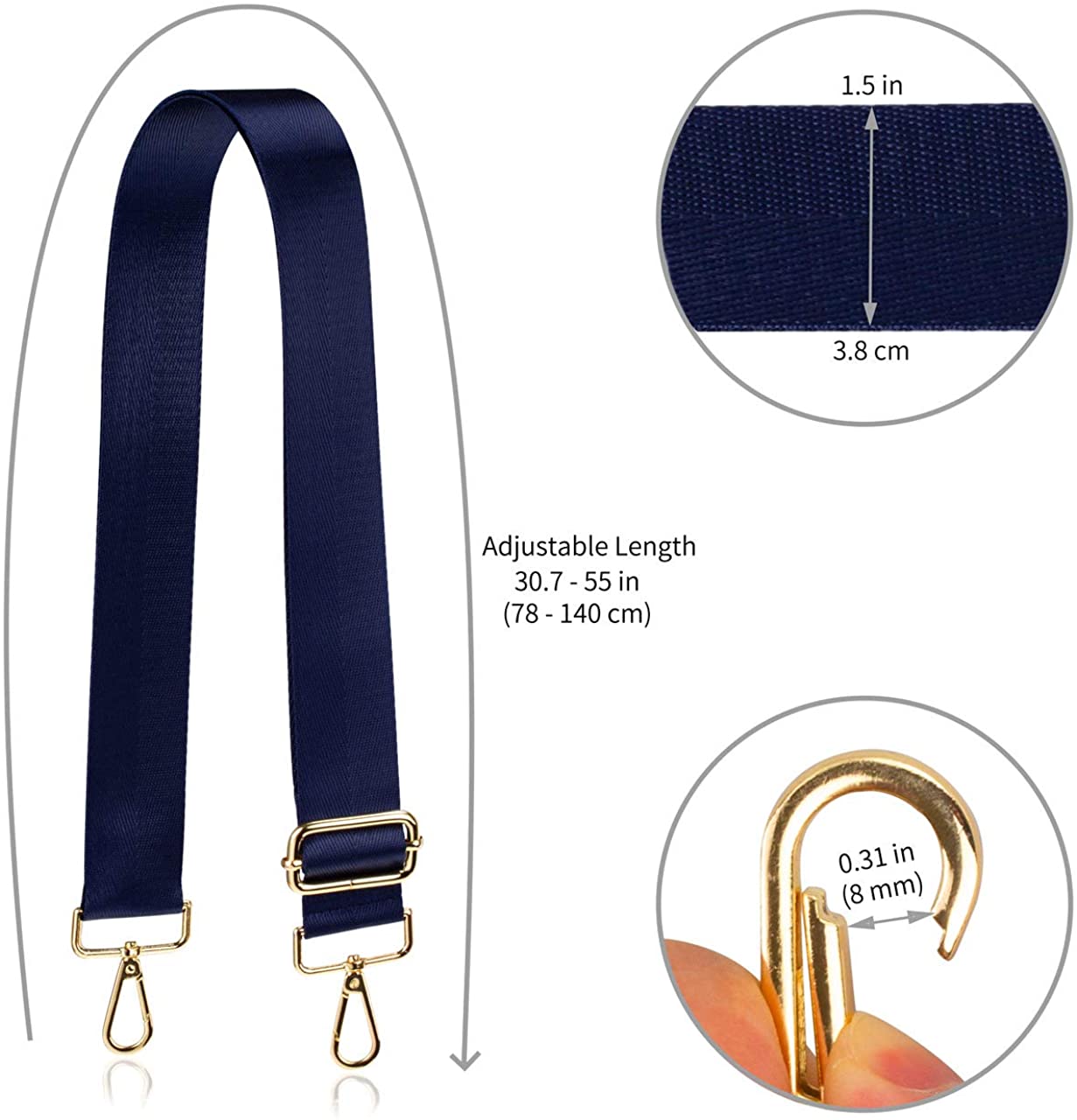 Allzedream Wide Purse Strap Replacement Crossbody Shoulder Bag Adjustable